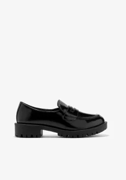 Sapatos De Menina-Conguitos Mocassins Pretos De Menina P&B
