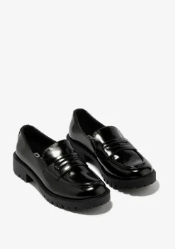 Sapatos De Menina-Conguitos Mocassins Pretos De Menina P&B