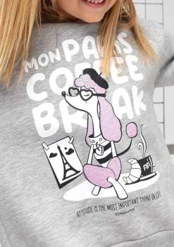 Moletons-Conguitos Moletom Com Capuz Feminino Puppy Paris Cinza
