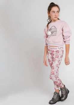 Moletons-Conguitos Moletom Cropped Feminino Rosa Com Luzes