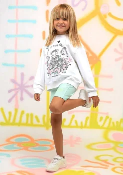 Roupas De Menina-Conguitos Moletom Menina Urso Branco Glitter Flores