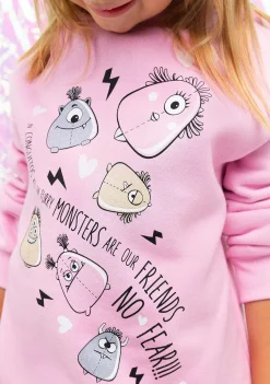 Moletons-Conguitos Moletom Monstros Rosa Para Menina
