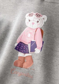 Moletons-Conguitos Moletom Teddy Cinza Menina