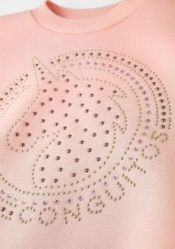 Moletons-Conguitos Moletom Unicornio Rosa Menina Strass