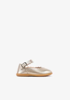 Sapatos Rasos-Conguitos Ondas Platinadas Para Bebés Mary Janes