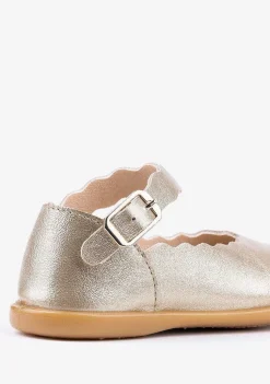 Sapatos Rasos-Conguitos Ondas Platinadas Para Bebés Mary Janes