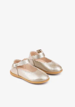 Sapatos Rasos-Conguitos Ondas Platinadas Para Bebés Mary Janes