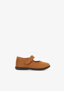 Sapatos Rasos-Conguitos Repelente De Agua Marrom Para Bebé Mary Janes
