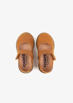 Sapatos Rasos-Conguitos Repelente De Agua Marrom Para Bebé Mary Janes