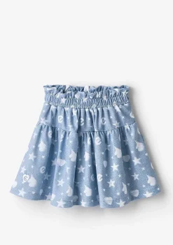 Roupas De Menina-Conguitos Saia Azul Unicornios Estrelas
