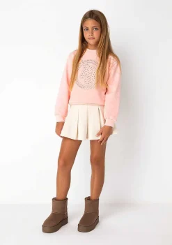 Roupas De Menina-Conguitos Saia Basica Bege De Menina