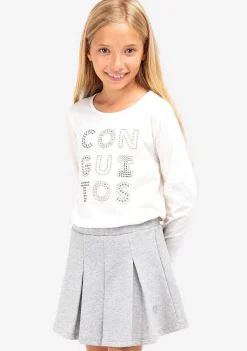 Roupas De Menina-Conguitos Saia Basica Cinza De Menina