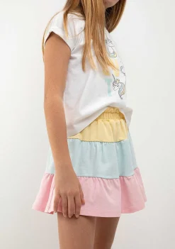 Roupas De Menina-Conguitos Saia Com Babados Multicolor