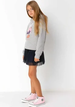Roupas De Menina-Conguitos Saia De Tule Azul Marinho Menina