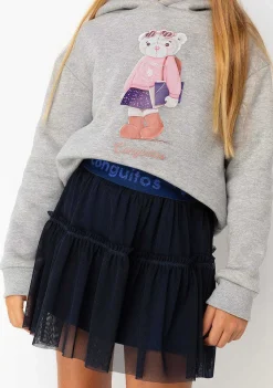 Roupas De Menina-Conguitos Saia De Tule Azul Marinho Menina
