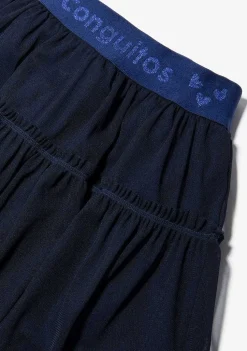 Roupas De Menina-Conguitos Saia De Tule Azul Marinho Menina