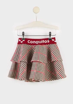 Saias-Conguitos Saia De Neoprene Houndstooth Para Menina