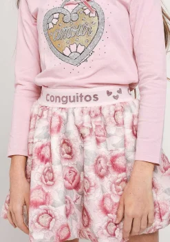 Saias-Conguitos Saia De Pele Rosa De Menina