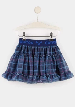 Saias-Conguitos Saia De Tule Quadrados Azul Marinho Menina