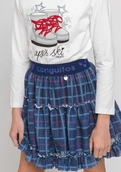Saias-Conguitos Saia De Tule Quadrados Azul Marinho Menina