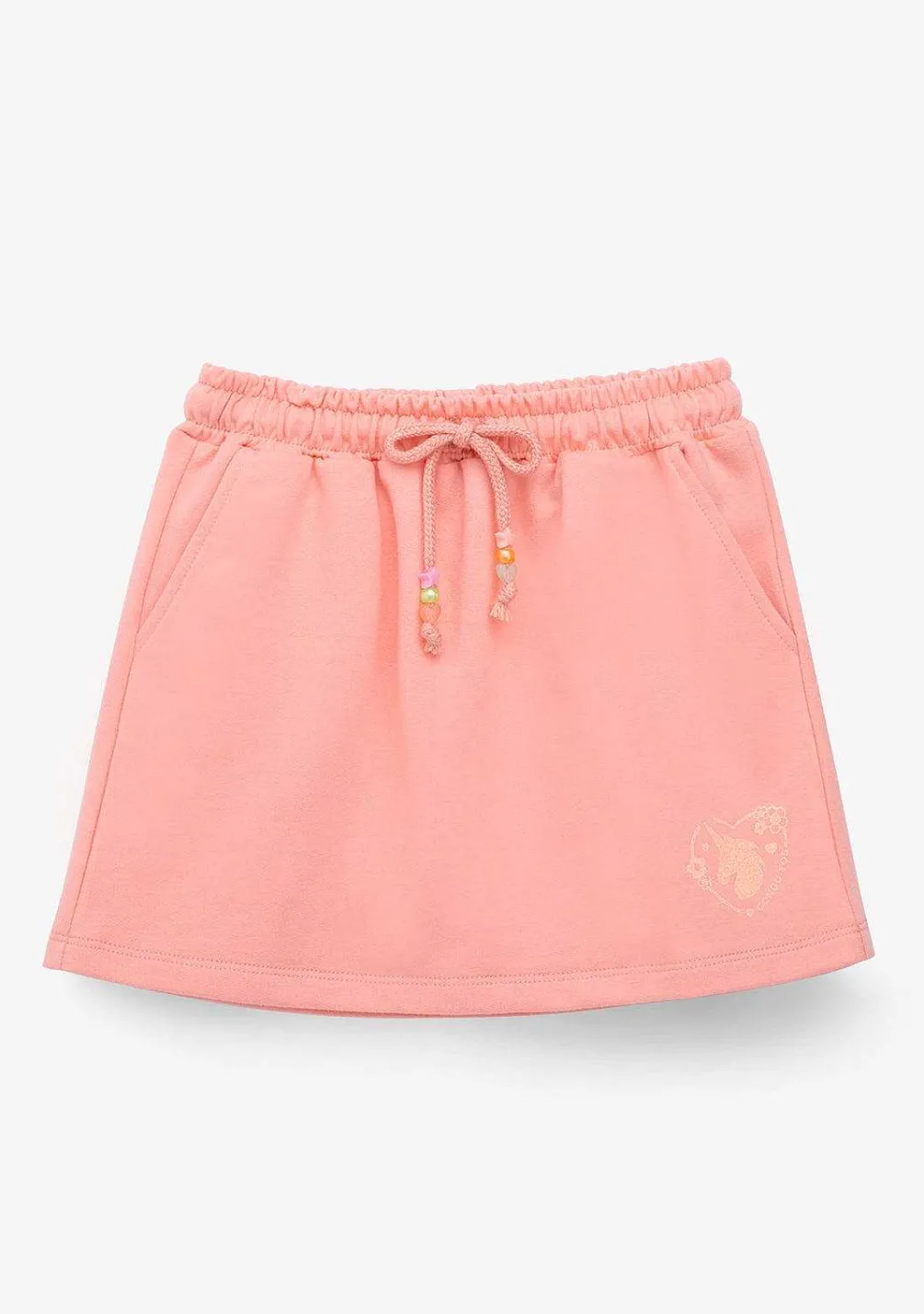 Roupas De Menina-Conguitos Saia Esportiva Lisa De Pelucia Laranja Para Menina