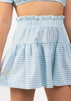 Roupas De Menina-Conguitos Saia Feminina Com Logotipo De Listras Azuladas