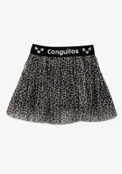 Roupas De Menina-Conguitos Saia Menina Tule Leopardo