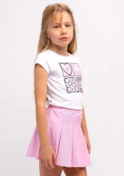 Roupas De Menina-Conguitos Saia Plissada Caixa Rosa Menina