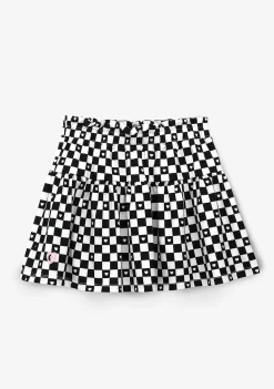 Roupas De Menina-Conguitos Saia Xadrez Preta De Menina
