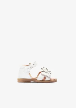 Sapatos De Bebé-Conguitos Sandálias Bebé Flores Brancas Pele
