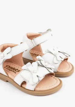 Sapatos De Bebé-Conguitos Sandálias Bebé Flores Brancas Pele