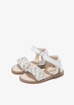 Sapatos De Menina-Conguitos Sandálias Bebé Trancada Branca