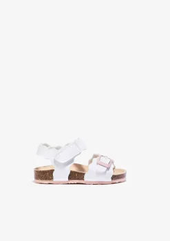Sapatos De Bebé-Conguitos Sandálias Bio Brancas Para Bebé Pele Envernizada