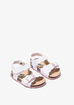 Sapatos De Bebé-Conguitos Sandálias Bio Brancas Para Bebé Pele Envernizada