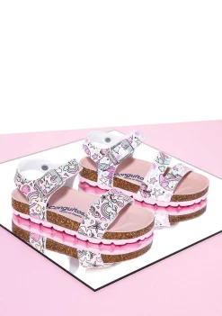 Sandálias-Conguitos Sandálias Bio Com Estampa Multi Unicornio Para Menina