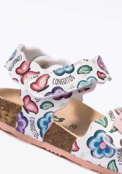 Sapatos De Bebé-Conguitos Sandálias Bio Flores Brancas Para Bebé