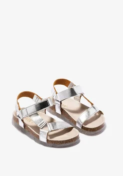 Sapatos De Menina-Conguitos Sandálias Bio Prata De Menina Metalizadas P&B