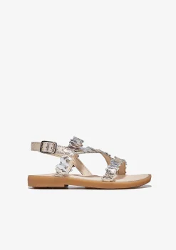 Sapatos De Menina-Conguitos Sandálias Borboleta Prateadas