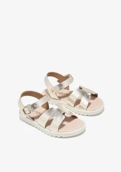 Sapatos De Menina-Conguitos Sandálias Com Fivela Metalizada Dourada
