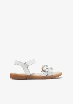Sapatos De Menina-Conguitos Sandálias Com Tranca Prateada Branca