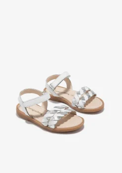 Sapatos De Menina-Conguitos Sandálias Com Tranca Prateada Branca