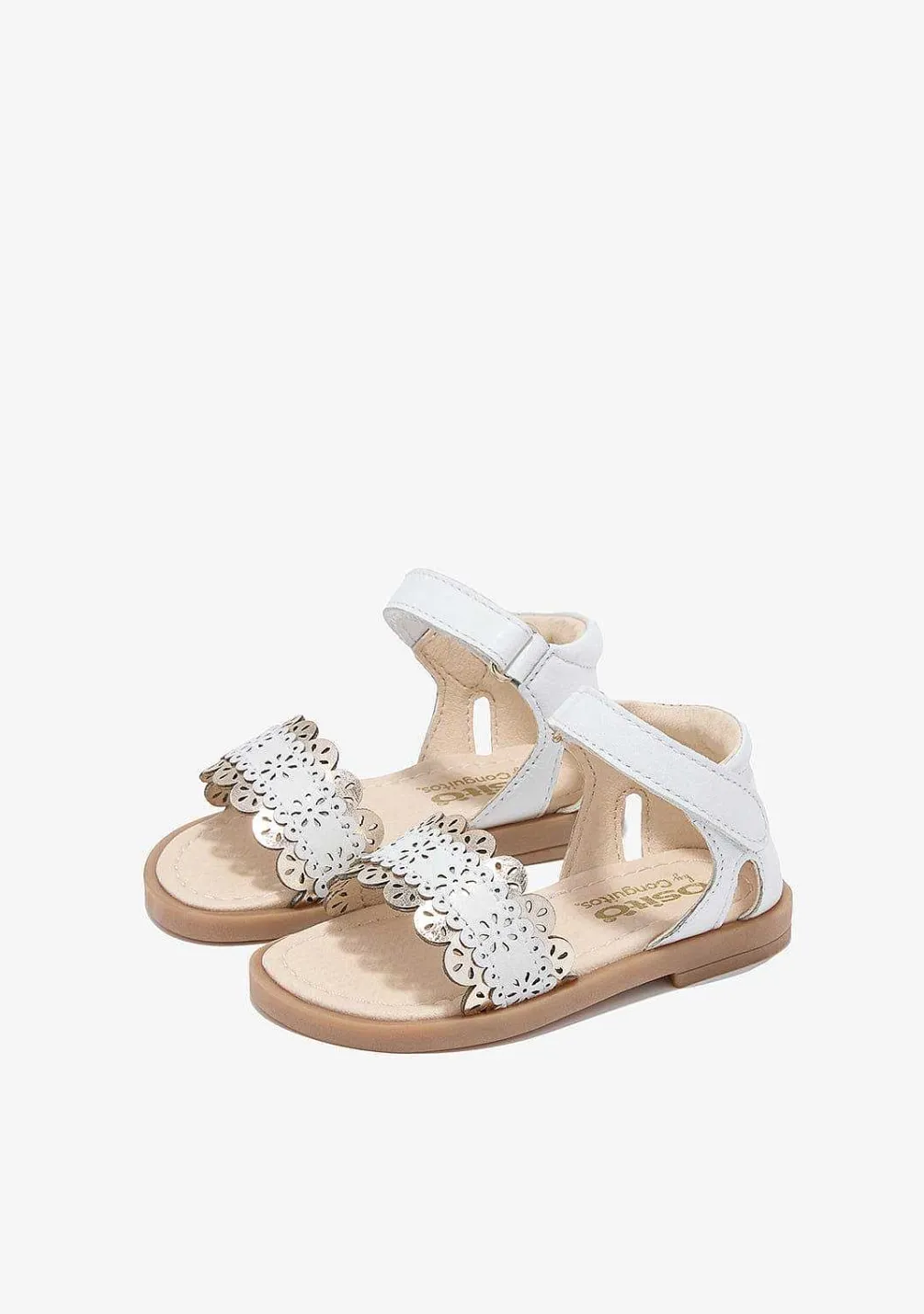 Sapatos De Menina-Conguitos Sandálias De Fivela Brancas Para Bebé