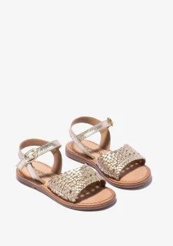Sandálias-Conguitos Sandálias De Menina Com Textura De Fivela Dourada Napa