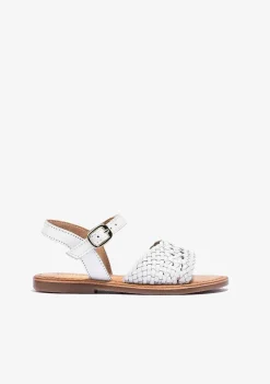 Sapatos De Menina-Conguitos Sandálias De Menina Com Textura De Fivela Branca Napa