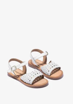 Sapatos De Menina-Conguitos Sandálias De Menina Com Textura De Fivela Branca Napa