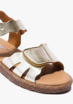 Sapatos De Menina-Conguitos Sandálias De Menina Com Tira Aderente Platina Metalizada