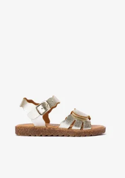 Sapatos De Menina-Conguitos Sandálias De Menina Com Tira Aderente Platina Metalizada