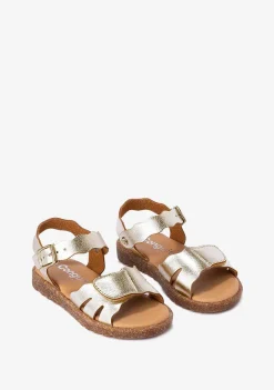 Sapatos De Menina-Conguitos Sandálias De Menina Com Tira Aderente Platina Metalizada