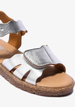 Sapatos De Menina-Conguitos Sandálias De Menina Com Tira Aderente Prata Metalizada