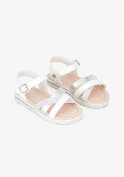 Sandálias-Conguitos Sandálias De Menina Em Couro Envernizado Branco